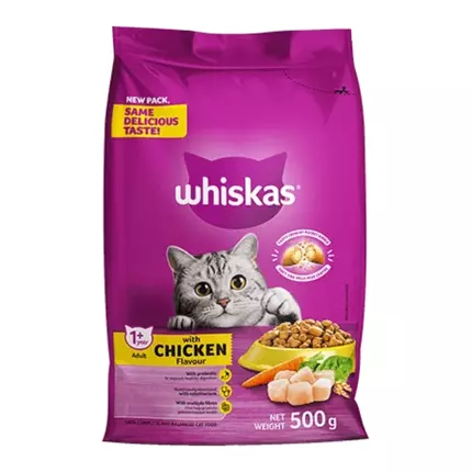 Whiskas Dry Adult Cat Food Chicken 500g (Pack of 20Pcs) JDD017388