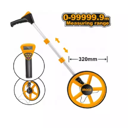 Ingco Odometer Measuring Wheel 99999.9m with Inch & Metric, Digital Display HDMW23