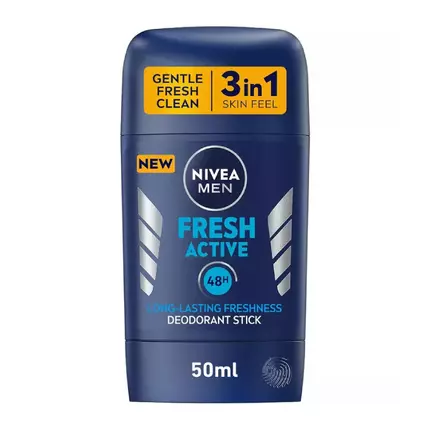 NIVEA MEN Fresh Active Deodorant Stick , Fresh & dry underarms for up to 48 hours 50ml (pack of 5pcs)