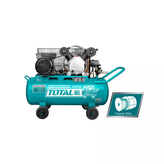 Total Air Compressor 100L with 2 Heads, Copper Wire Motor 3HP TC2301006