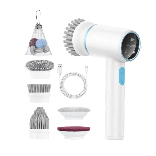 oraimo Ultra Cleaner Scrubber Cordless 1.5H Runtime Electric Spin Brush with 5 Replacement Heads