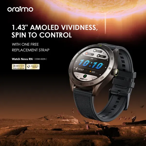 oraimo Watch Nova RN 1.43'' Amoled Rotating Bezel Control Smart Watch