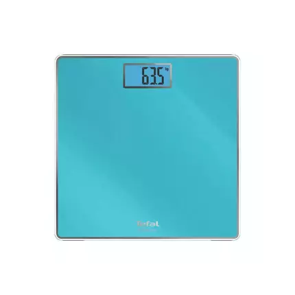 Tefal Classic Bathroom Scale with Digital Display 160kg Max  Automatic ON/OFF, Tempered Glass, Turquoise Large Glass Platform & 28MM Digits PP1503V0
