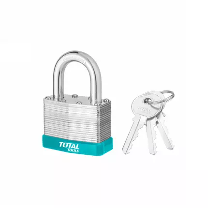 Total Laminated Padlock 40mm with 3 Iron keys, Solid Brass Cylinder with Bolts TLPK36401
