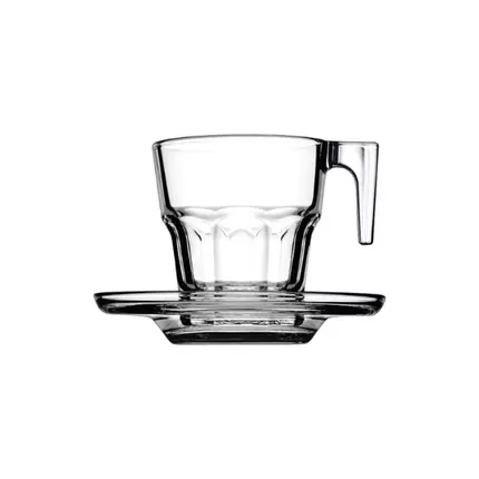 Pasabahce Casablanka Cup Saucer 70ml 6pcs Fully Tempered and Dishwasher Safe 95753