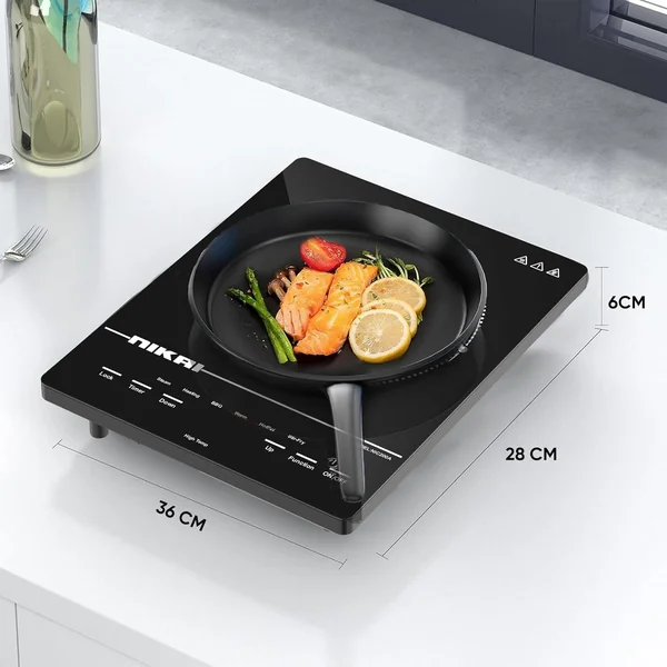 Nikai Digital Infrared Ceramic Cooker 2000W, Portable Induction Hob, Sensor Touch Control, 6 Preset Temp Settings, Efficient Heating Technology suitable for All Utensils - NIC200A