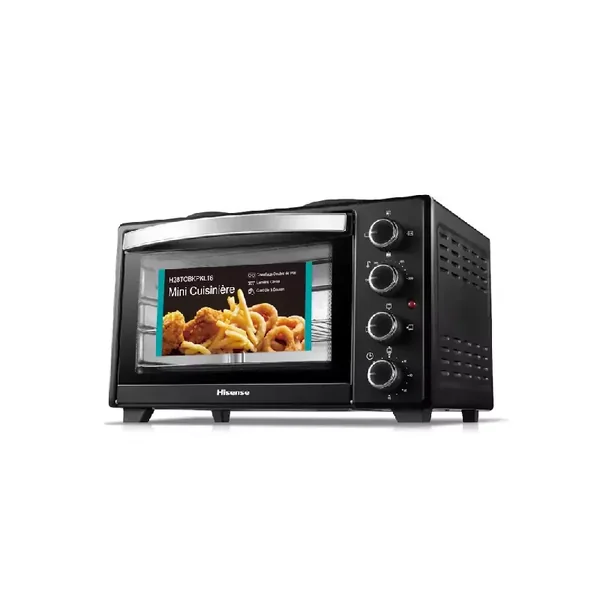 Hisense Mini Electric Oven & Hotplate 28L with 2 Plates, Knob Control, Max Temp 230° Black H28TOBKPKL16