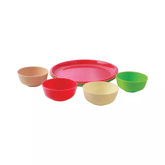 Cello Plastic Plate & Bowl Set Round Party 260 x 260 x 20 - 115 x 40mm 8pc Set (Pack of 3)