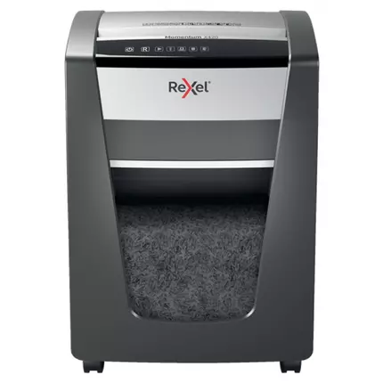 Rexel Shredder Momentum X420 Cross Cut 30L Bin which holds 275 A4 Sheets, 20 Sheets (80gsm) in to P-4 (4x40mm)