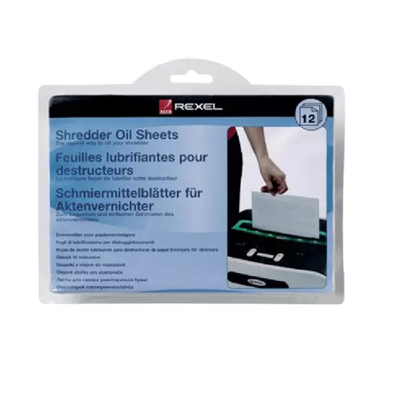 Rexel Shredder Oil Sheets, A5 Size, Shredder Maintenance (Pack of 12)