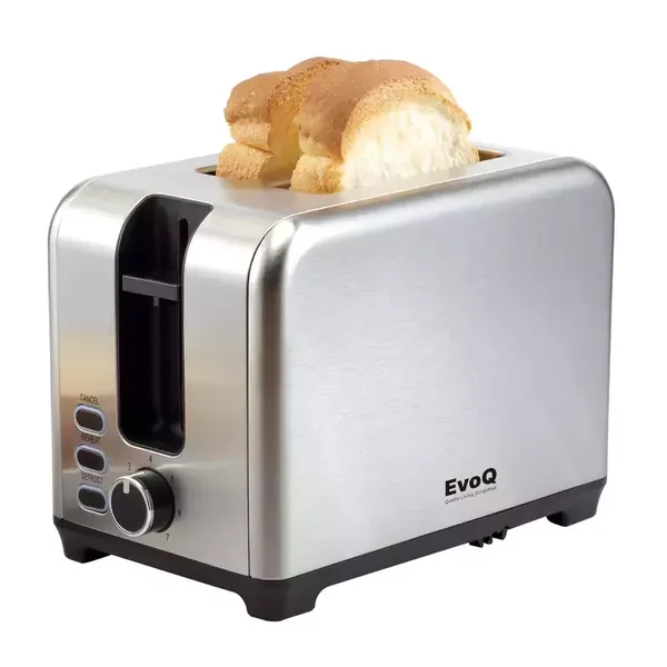 EvoQ Toaster 2 Slice 930W with Defrost Function Silver ETS-02SS01