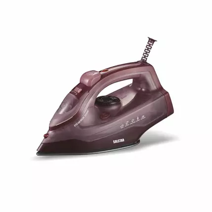 Solstar Iron 2300W with Water Spray, Adjustable Continuous Steam, NonStick Sole Plate, 360 Degree Pivoting Cord 300ml Purple/Black IS1118A- BRBSS