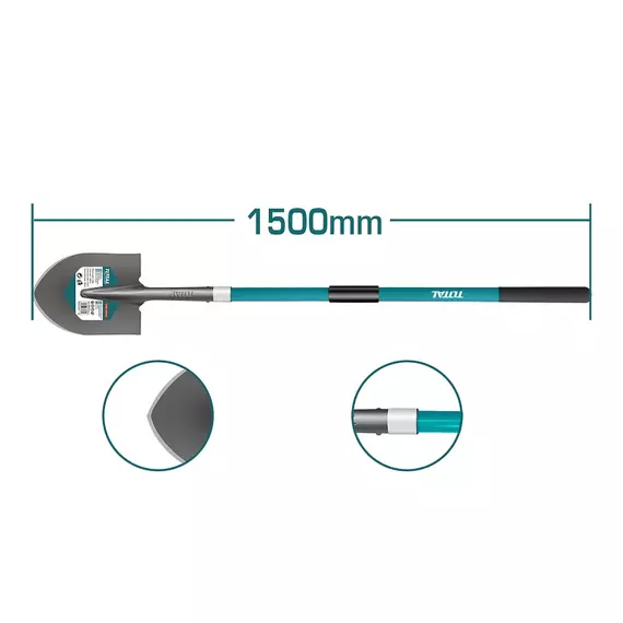 Total Garden Steel Shovel with Fiberglass Handle THTH12101