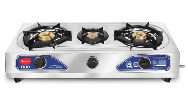 Pigeon Gas Cooker 3 Burner Stainless Steel Gas Stove Manual Ignition Heat resistant knobs Rust-proof Trio