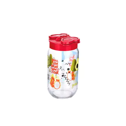 Titiz Jar Flap Patterned 1000ml BPA Free, Dishwasher Safe, Compact KC-232