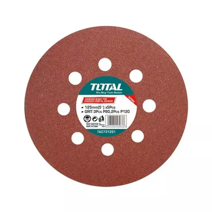 Total Sand Paper for Random Orbit Sander 125mm 5pcs TAC731251