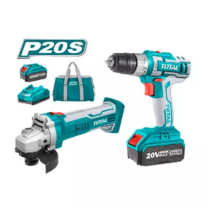 Total Drill Machine & Angle Grinder Cordless Li-Ion 2pc Combo TCKLI2009