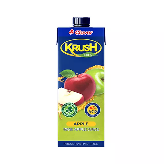 Clover Krush Apple Juice 100% UHT 1 L KR003 (Pack of 6)