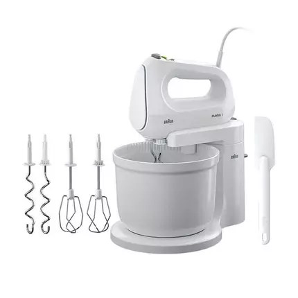 Braun 2 in 1 Hand and Stand Mixer 3L With Attachments 400W 4 Speeds + Turbo Automatic Driven HM101AI-HM1070WH