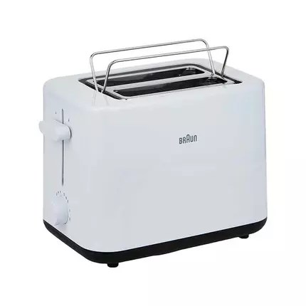 Braun Toaster 900W with 2 Slots, 8 Toast Levels, Pull Out Tray, Bread Lifter, Bun Warmer, 900 W, Plastic, White HT101AI-HT1010WH