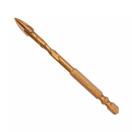 Total Drill Bit for Glass & Tile Cross Tool Head 8 x 85mm Titanium Plated TACG200812