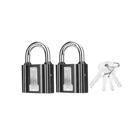Total Iron Key Alike Padlock 38mm with Waterproof Rubber Cover, Iron Brass, 4 keys 2pcs Set TLK31T2382