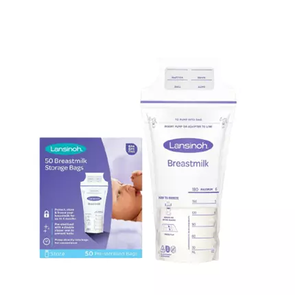 Lansinoh HPA Breastmilk Storage Bags 180ml, Pre Sterilized & Spill Proof, 50pcs