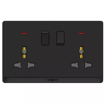 Tronic Universal Twin Socket Switch 13 Amps Neon Black TD 5213-UN-BK