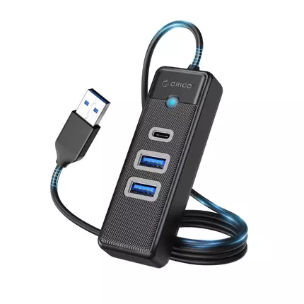 Orico 3 Port Plus Lan USB HUB USB C Hub 3 Ports USB 3.1 Type C to USB 3.0 Hub Adapter with 2 USB A, 1 Type C for Laptop, Mobile Phone, Tablet with 0.5ft Cable, Compatible with Mac OS 10.X and Above, L