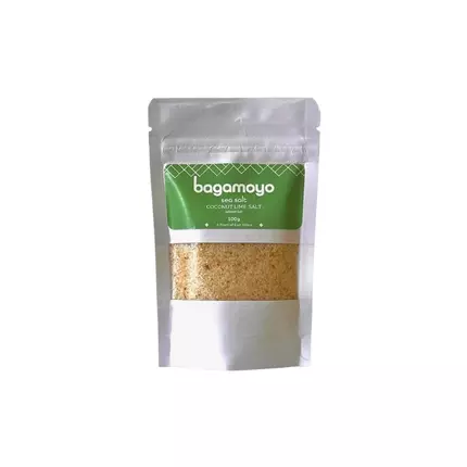 Bagamoyo Coconut Lime Salt 100g Pouch with Coconut & Lime Zest, Iodized