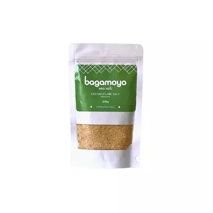 Bagamoyo Coconut Lime Salt 200g Pouch with Coconut & Lime Zest, Iodized
