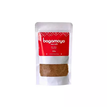 Bagamoyo Pili Pili Spicy Sea Salt, 200g Pouch with Chilli and Black Pepper, Iodized