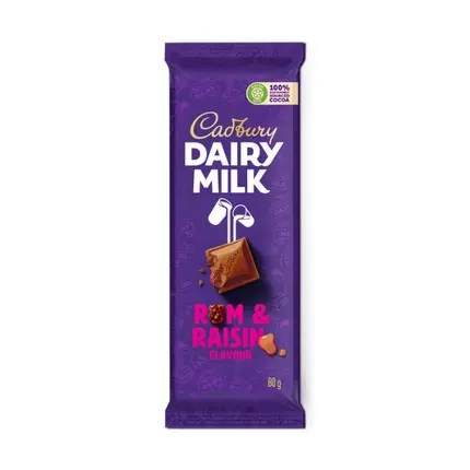 Cadbury Dairy Milk Rum & Raisin 80g (Pack of 24Pcs)