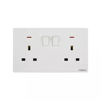 Tronic Twin Switch Socket with Neon 13A White TS 5213-WH