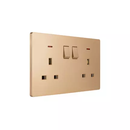 Tronic Twin Switch Socket with Neon Gold TS 5213-GO