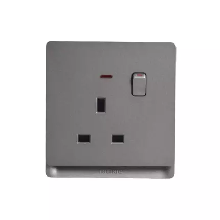Tronic Single Socket Switch Neon 13 Amps  Grey TD 5113-NE-GY