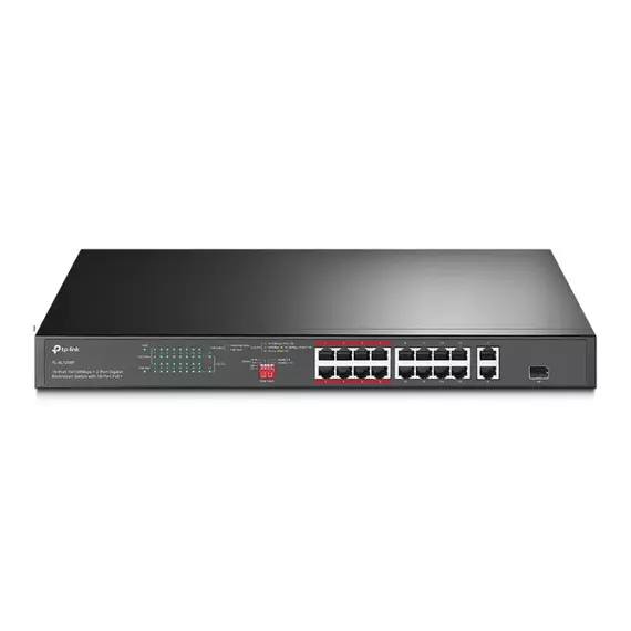 Tp Link Rackmount Switch 16-Port 10/100 Mbps + 2-Port Gigabit with 16-Port PoE+ TL-SL1218P
