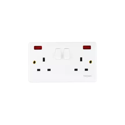 Tronic Twin Switch Socket with Neon Standard 13A TR5213N