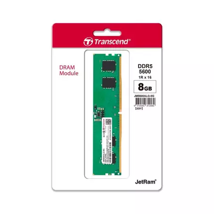Transcend Desktop Memory Module - 8GB RAM DDR5 5600, U-DIMM, 1Rx16 Configuration, 1Gx16, CL46, 1.1V, JM5600ALG-8G.