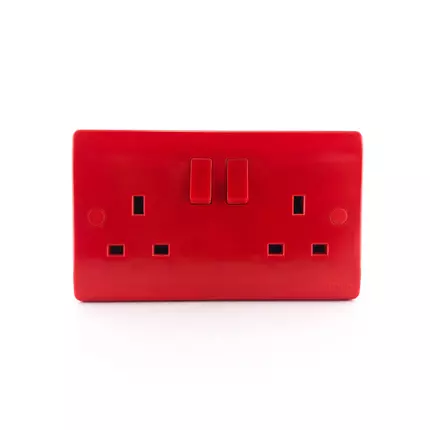 Tronic Twin Switch Socket 13A Red TR5213R