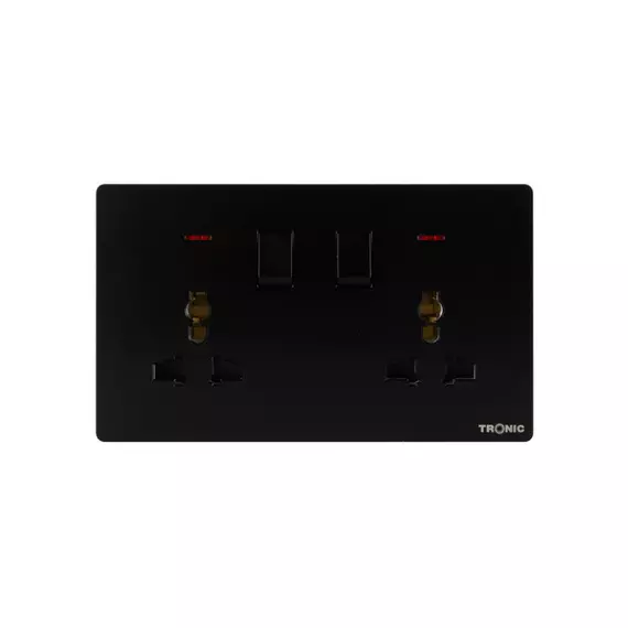 Tronic Universal Switch Socket Twin 13A Black TS 5213-UN-BK