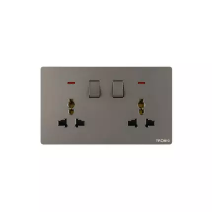 Tronic Universal Switch Socket Twin 13A Grey TS 5213-UN-GY