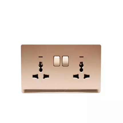Tronic Universal Twin Socket Switch 13 Amps Neon Gold TD 5213-UN-GO