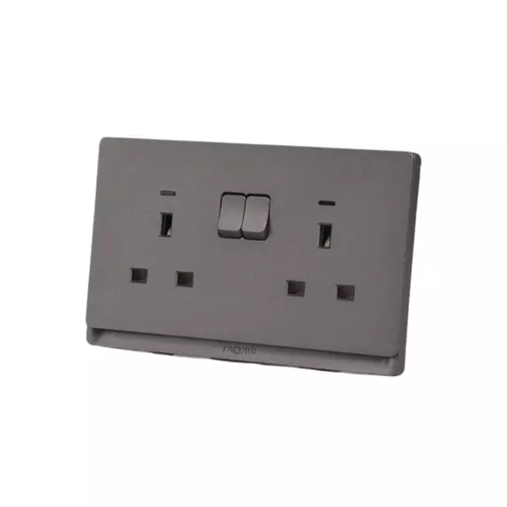 Tronic Twin Socket Switch 13 Amps Neon Grey TD 5213-NE-GY