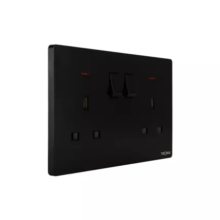 Tronic Twin Switch Socket with Neon Black TS 5213-BK