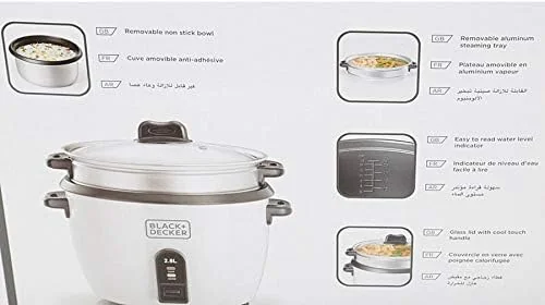 Black & Decker Non-Stick Rice Cooker 2.8L, Large Capacity & Easy Clean RC2850-B5