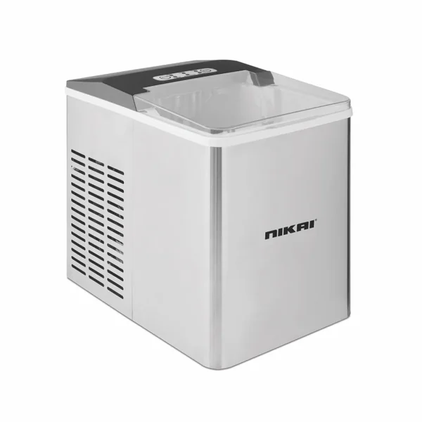 Nikai Ice Maker 1.8L Tank 9 Ice Cubes Per Cycle 12KG Ice Bin Storage 105W NIM2412A Stainless Steel Housing and Plastic Top Lid With Large Viewing Window