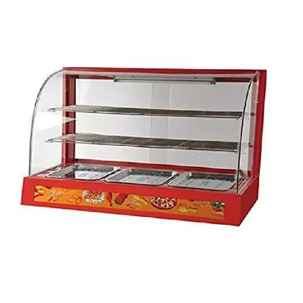 Generic Commercial Food Display Warmer Curved Glass 3 Plate