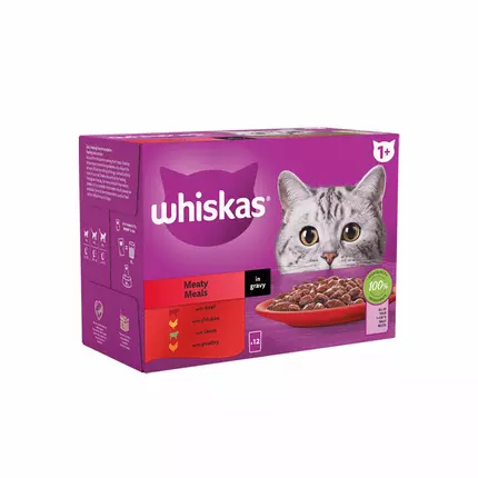 Whiskas Cat Food Pouch Singles 85g Classic Meals Selection in Gravy JDD01452 (Pack of 48Pcs)