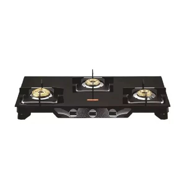 Orange Gas Stove Fabia 301 Jumbo with 3 Burner, Toughened Glass Top OLPG253